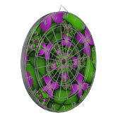 Jeu De Fléchettes Fleurs fractales Abstraites de néon rose vert (Devant gauche)