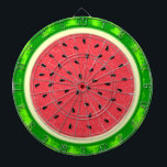 Jeu De Fléchettes Fruit d'été de la tranche de pastèque à la croûte<br><div class="desc">Ce joli motif de pastèque a un fruit rond qui semble avoir été tranché, donc la chair rose-rouge juteuse du melon se montre, avec beaucoup de graines de pastèque noire. La baie a également une croûte verte mouchetée. C'est un design estival mignon et capricieux. Voir les articles correspondants dans notre...</div>