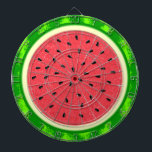 Jeu De Fléchettes Fruit d'été de la tranche de pastèque à la croûte<br><div class="desc">Ce joli motif de pastèque a un fruit rond qui semble avoir été tranché, donc la chair rose-rouge juteuse du melon se montre, avec beaucoup de graines de pastèque noire. La baie a également une croûte verte mouchetée. C'est un design estival mignon et capricieux. Voir les articles correspondants dans notre...</div>