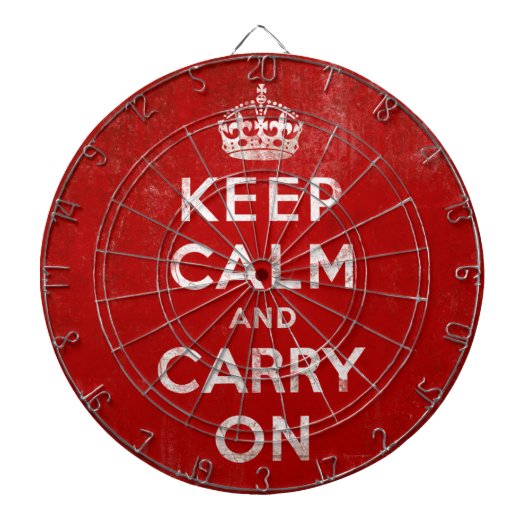 Jeu De Fléchettes Gardez le calme et continuer sur le Grunge rouge V (Devant)