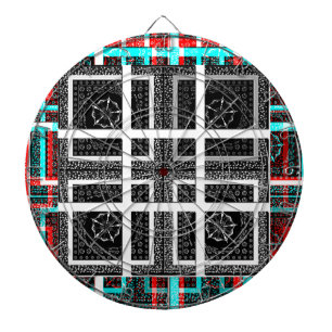Jeu De Fléchettes Graphisme chic à carreaux noir, blanc et rouge