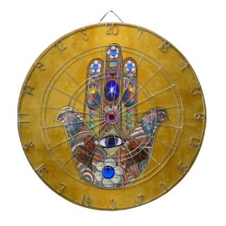 Jeu De Fléchettes Hamsa Coeurs Fleurs Opal Art sur Or