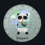 Jeu De Fléchettes Hipster Panda Bear avec n'importe quel nom<br><div class="desc">Un tableau de fléchettes personnalisées avec un panda hipster mangeant un cône de crème glacée. Modifiez le nom de l'exemple affiché avec le nom souhaité ou un autre texte.</div>