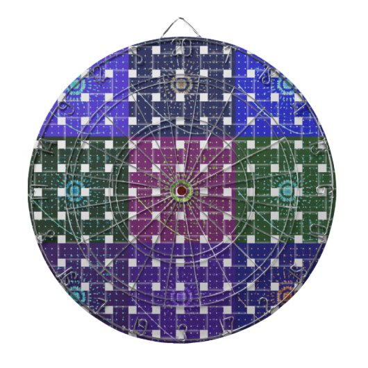 Jeu De Fléchettes Impression À damiers bleu et violet (Devant)