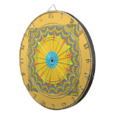 Jeu De Fléchettes Impression d'art de mandala cyan et or (Devant droit)