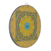 Jeu De Fléchettes Impression d'art de mandala cyan et or (Devant gauche)
