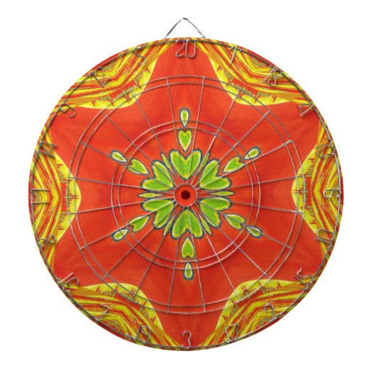 Jeu De Fléchettes Impression d'art de mandala rouge or vert (Devant)