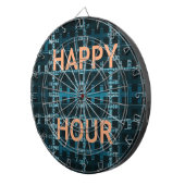 Jeu De Fléchettes Impression d'art vectoriel bleu Texte Happy Hour (Devant droit)