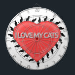 Jeu De Fléchettes J'Aime Mes Chats<br><div class="desc">J'adore mon texte de chats sur un coeur 3D. Les chats permettent d'admirer l'image du coeur.</div>