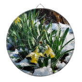 Jeu De Fléchettes Jaune Daffodils fleurs dans la neige (Devant)