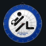 Jeu De Fléchettes Joueur de volley-ball noir, blanc, bleu icon custo<br><div class="desc">Joueur de volleyball noir, bleu design cadeau personnalisé qui comprend une icône de pictogramme minimaliste d'un joueur de volley silhouette noire avec balle et votre texte sur l'arrière - plan blanc avec bordure bleue. Ce design cool est un modèle et il est entièrement personnalisable. Personnalisez-le et changez le texte avec...</div>