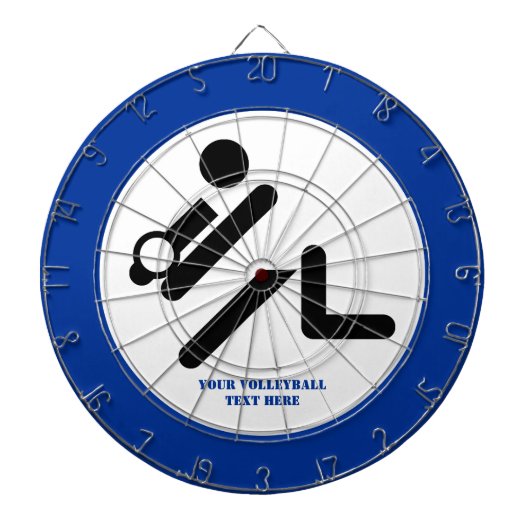 Jeu De Fléchettes Joueur de volley-ball noir, blanc, bleu icon custo (Devant)