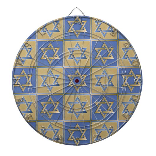 Jeu De Fléchettes Judaica Star de David Metal Gold Blue (Devant)