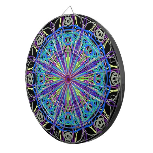 Jeu De Fléchettes Kaleidoscope Mandala Art Joyeuses couleurs (Devant droit)