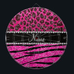 Jeu De Fléchettes Le zèbre au néon nommé fait sur commande de roses<br><div class="desc">Empreinte de léopard au néon nommé fait sur commande personnalisé moderne, à la mode, chic et girly de roses indien et motif rose de rayures de zèbre (poster de animal) avec une rayure de diamants assez noirs (diamants non vrais) avec de beaux coeurs et points personnalisés avec vos cadeaux nommés...</div>