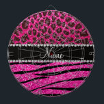 Jeu De Fléchettes Le zèbre au néon nommé fait sur commande de roses<br><div class="desc">Empreinte de léopard au néon nommé fait sur commande personnalisé moderne, à la mode, chic et girly de roses indien et motif rose de rayures de zèbre (poster de animal) avec une rayure de diamants assez noirs (diamants non vrais) avec de beaux coeurs et points personnalisés avec vos cadeaux nommés...</div>