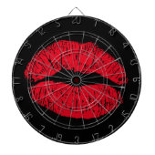 Jeu De Fléchettes Lèvres de baiser rouge sur noir (Devant)