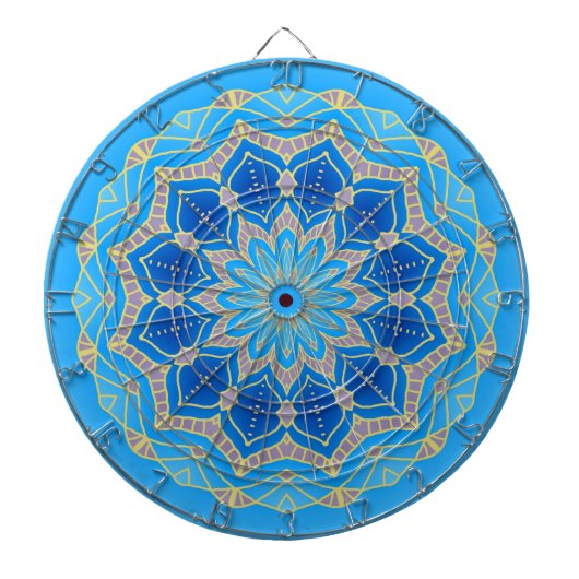 Jeu De Fléchettes Mandala en bleu électrique et turquoise (Devant)