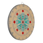 Jeu De Fléchettes Mandala en huit points - turquoise et pêche (Devant gauche)