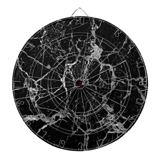 Jeu De Fléchettes Marbre noir avec le veinage blanc (Devant)