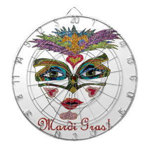 Jeu De Fléchettes Masque à plumes pailleté de Mardi Gras coloré