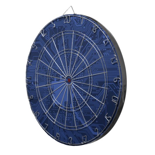 Jeu De Fléchettes Motif de carte mère Geek bleu (Devant droit)