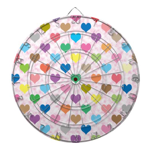 Jeu De Fléchettes Motif de coeurs colorés (Devant)