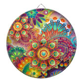 Jeu De Fléchettes Motif de fleurs Abstraites aux couleurs vives (Devant)