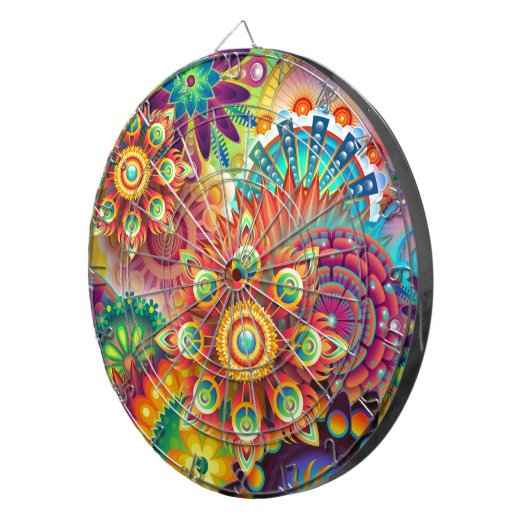 Jeu De Fléchettes Motif de fleurs Abstraites aux couleurs vives (Devant droit)