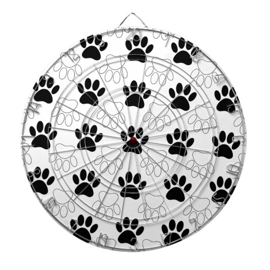 Jeu De Fléchettes Motif Empreinte de patte de chien noir et blanc (Devant)