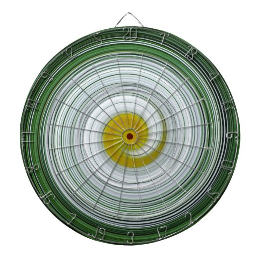 Jeu De Fléchettes Motif en spirale blanc, jaune et vert (Devant)