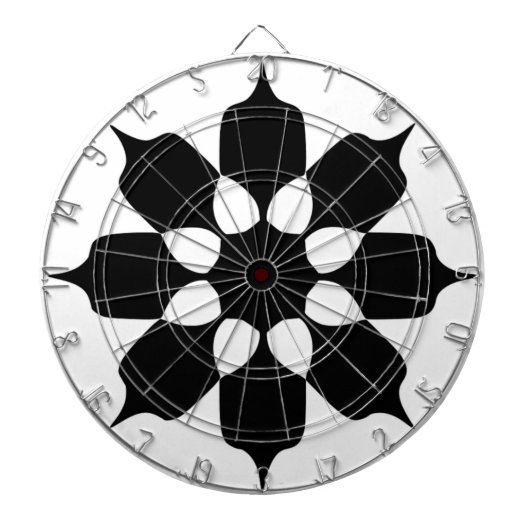 JEU DE FLÉCHETTES MOTIF FLEUR NOIR ET BLANC (Devant)