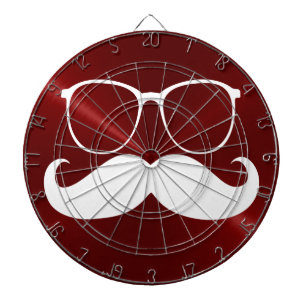 Jeu De Fléchettes Moustache blanche amusante sur Arrière - plan roug