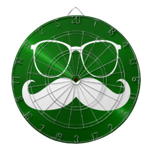 Jeu De Fléchettes Moustache blanche amusante sur Arrière - plan vert