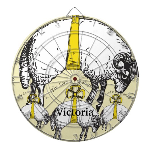 Jeu De Fléchettes Mouton pendu par des rubans jaunes (Devant)