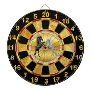 Jeu De Fléchettes Noir et un cheval blanc qui combattent