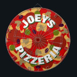 Jeu De Fléchettes Novelty personnalisé pepperoni pizza design fléche<br><div class="desc">Nouveauté pizza pepperoni personnalisé jeu de fléchettes. Drôle fast-food thème dart design avec nom personnalisé. décoration murale cool pour la vraie grotte masculine, pizzeria, restaurant italien, bar, pub, dortoir, chambre, cuisine, diner, café, bureau, boutique, magasin, entreprise, etc. Personnalisable avec nom de famille ou citation humoristique. Awesome Birthday cadeau idée pour...</div>