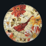 Jeu De Fléchettes Oiseau rouge dans un jardin d'agrément<br><div class="desc">Audit de Lisa de ©/Apple sauvage. Un bel oiseau rouge dans un jardin floral. Les fleurs sont aux nuances de rouge, d'orange, et le jaune avec des contacts de blanc.</div>