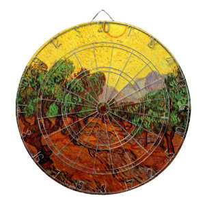Jeu De Fléchettes Oliviers de Van Gogh avec ciel jaune et soleil