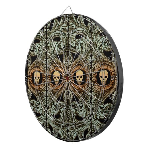 Jeu De Fléchettes Ornement vert Goth Sage avec crâne (Devant droit)