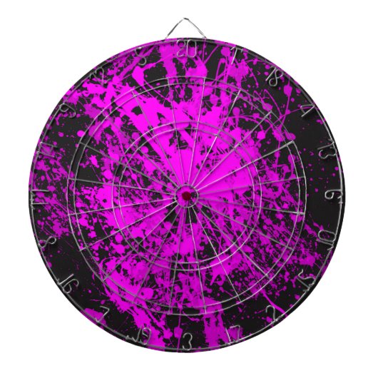 Jeu De Fléchettes Paint violet Splatter métal Cage Dartboard (Devant)