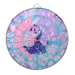 Jeu De Fléchettes paon rose floral