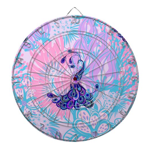 Jeu De Fléchettes paon rose floral (Devant)