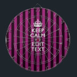 Jeu De Fléchettes Personalisé KEEP CALM Votre texte sur Pink Fuchsia<br><div class="desc">Un décor personnalisé tendance rayures rose fuchsia pour garder le calme et continuer avec style en disant sur un cadeau personnalisé. Essayez humour ou fantaisie sur vos mots créatifs sur les deux lignes de texte modifiables. N'oubliez pas d'utiliser les lettres CAPITAL pour obtenir les meilleurs résultats. Utilisez le lien "Message"...</div>