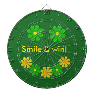 Jeu De Fléchettes Personnaliser, fleurs smille vert jaune sur vert