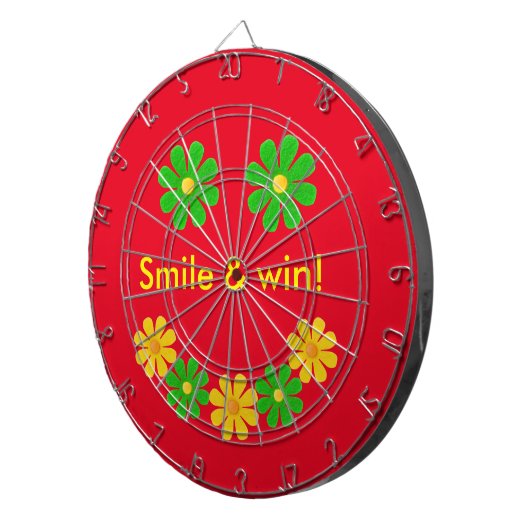 Jeu De Fléchettes Personnalisez les fleurs de sourire jaune vert sur (Devant droit)