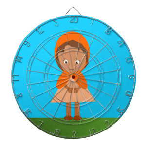 Jeu De Fléchettes Petit Barreau Orange Boîtier Metal Cage Darboard