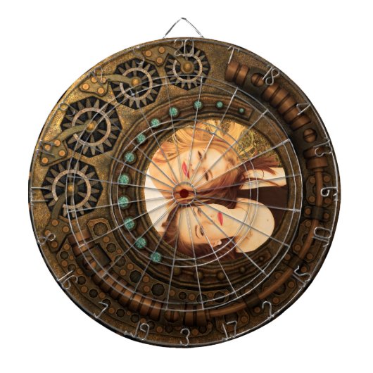 Jeu De Fléchettes Photo Custom Steampunk Clock Time Metal Gears (Devant)
