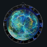 Jeu De Fléchettes Plasma électrique<br><div class="desc">Image fractale composée de décharges électriques bleues,  comme la foudre,  dans une sphère.</div>