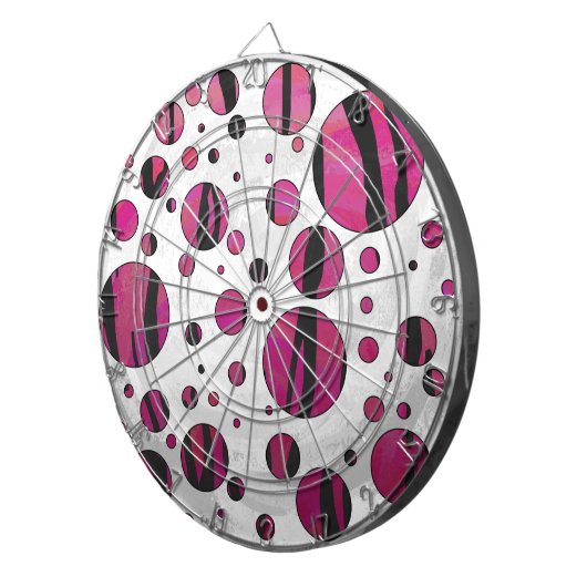 Jeu De Fléchettes Polka Dot Tiger rose chaud et noir (Devant droit)